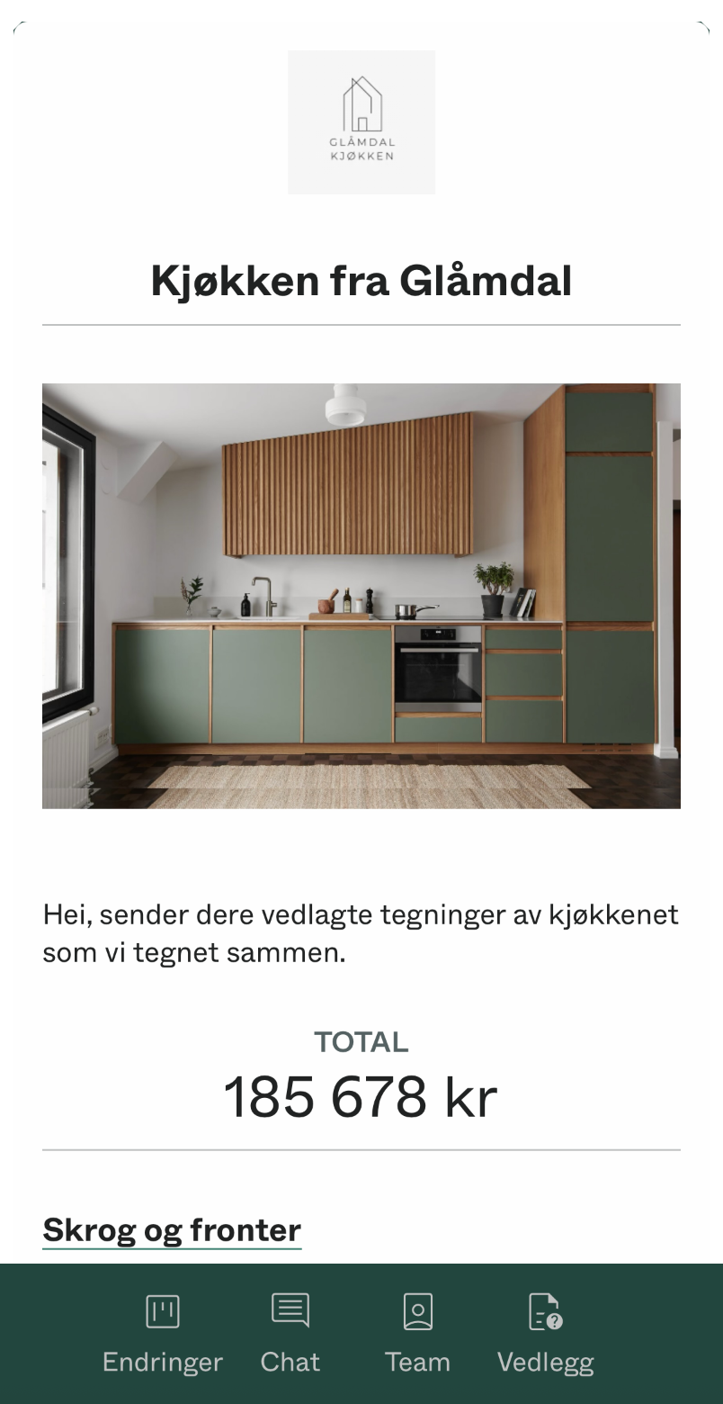 received offer example screenshot